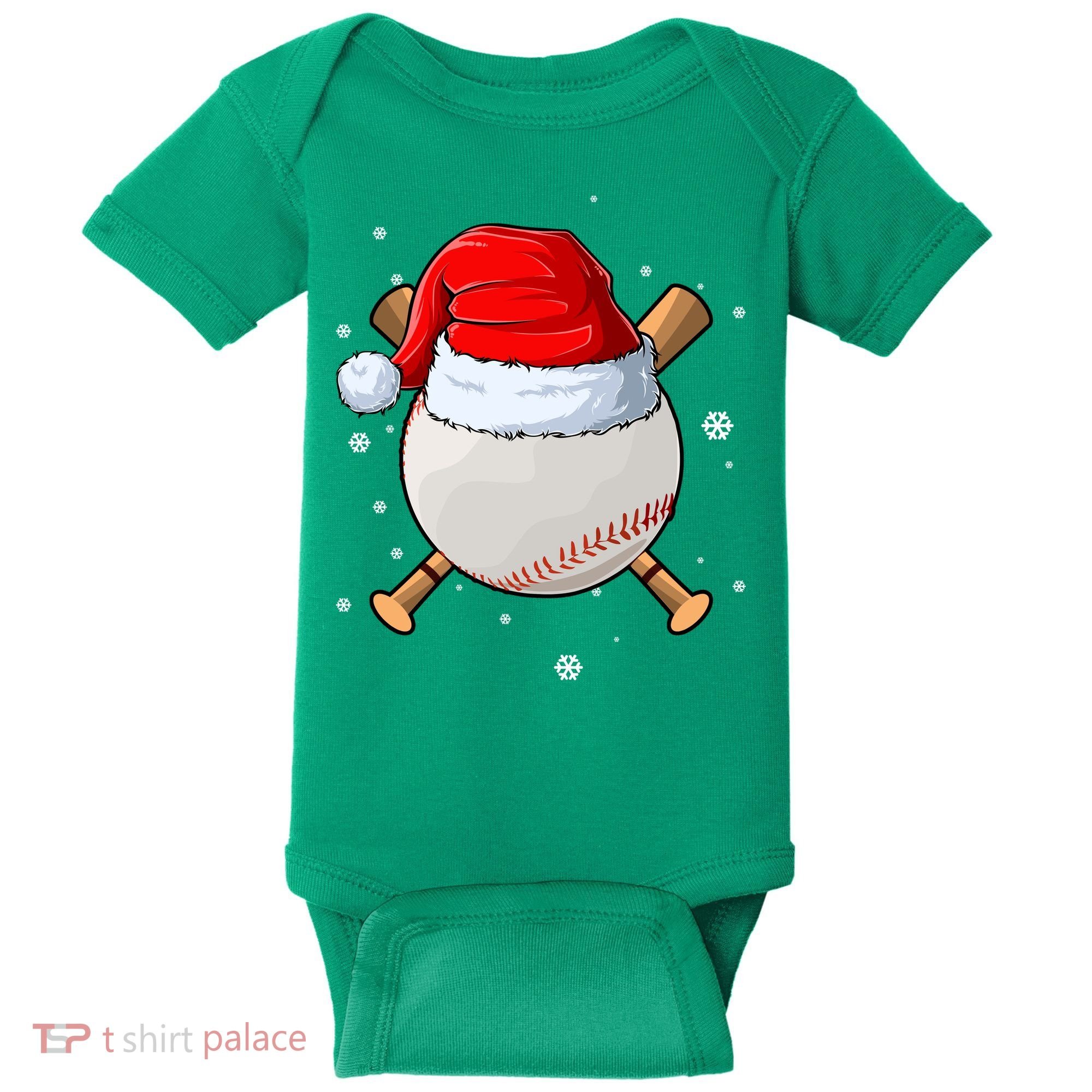 Baseball Lover Santa Christmas Holiday Baby Bodysuit
