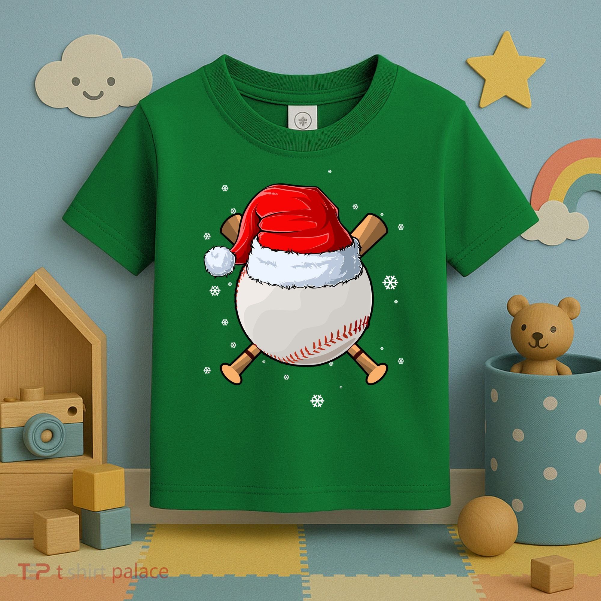 Baseball Lover Santa Christmas Holiday Toddler T-Shirt