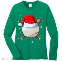 Baseball Lover Santa Christmas Holiday Women's Long Sleeve Shirt thumb 0