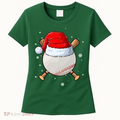 Baseball Lover Santa Christmas Holiday Women's T-Shirt