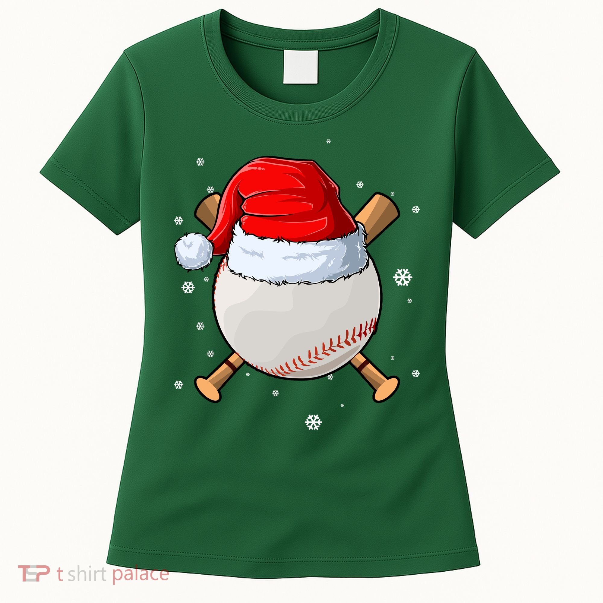 Baseball Lover Santa Christmas Holiday Women's T-Shirt