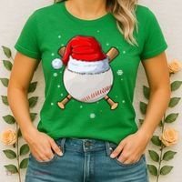 Baseball Lover Santa Christmas Holiday Women's T-Shirt thumb 2