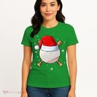 Baseball Lover Santa Christmas Holiday Women's T-Shirt thumb 4