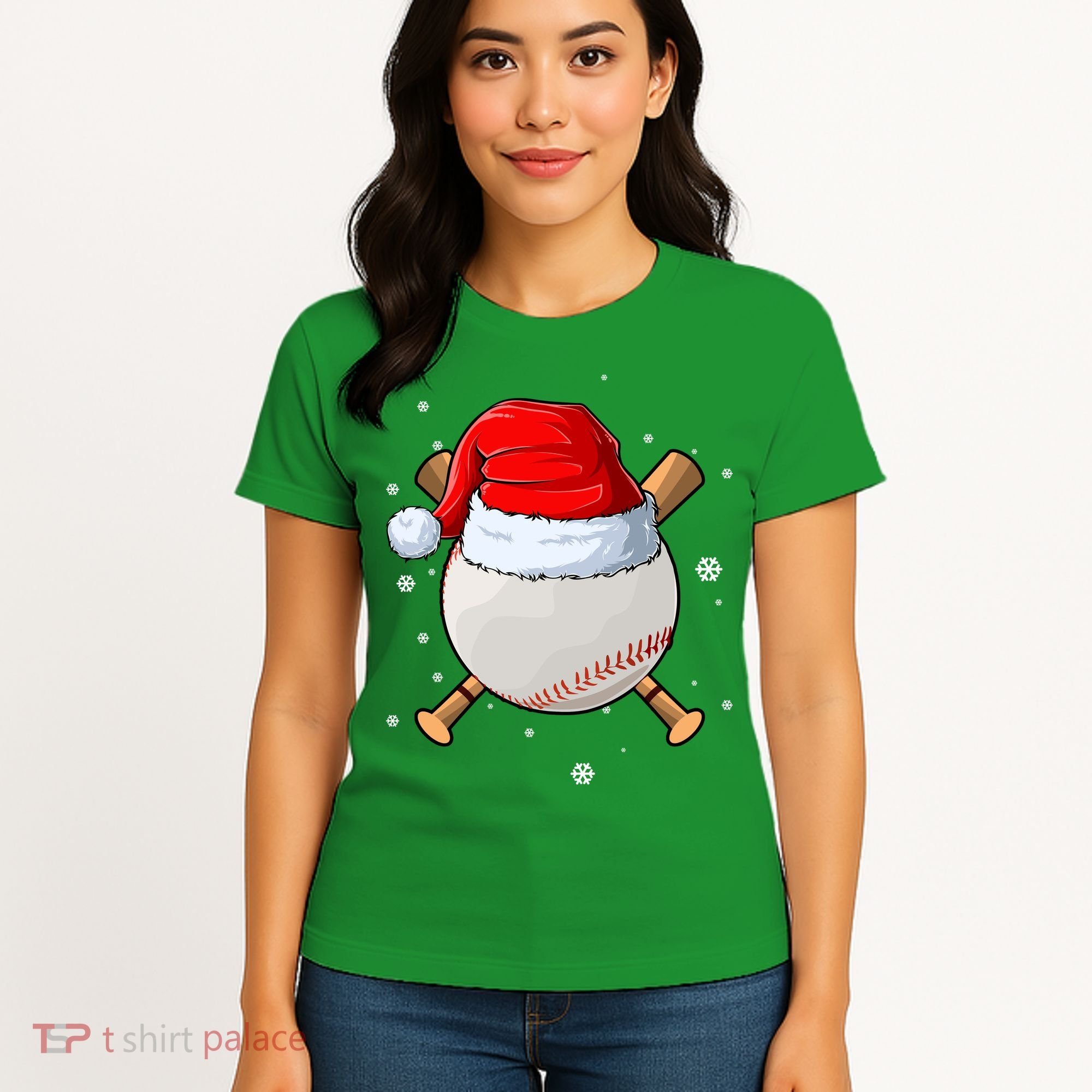 Baseball Lover Santa Christmas Holiday Women's T-Shirt