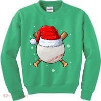 Baseball Lover Santa Christmas Holiday Kids Sweatshirt thumb 0