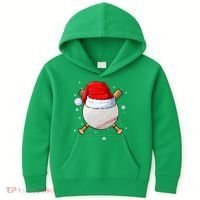 Baseball Lover Santa Christmas Holiday Kids Hoodie thumb 0