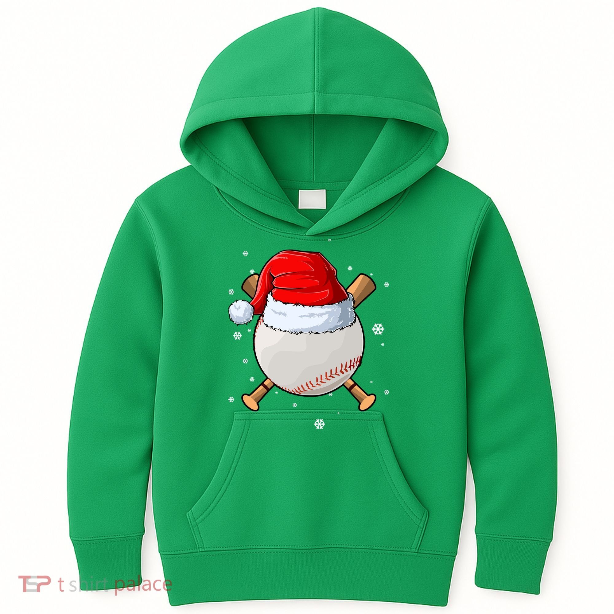 Baseball Lover Santa Christmas Holiday Kids Hoodie