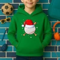 Baseball Lover Santa Christmas Holiday Kids Hoodie thumb 2