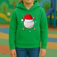 Baseball Lover Santa Christmas Holiday Kids Hoodie thumb 3