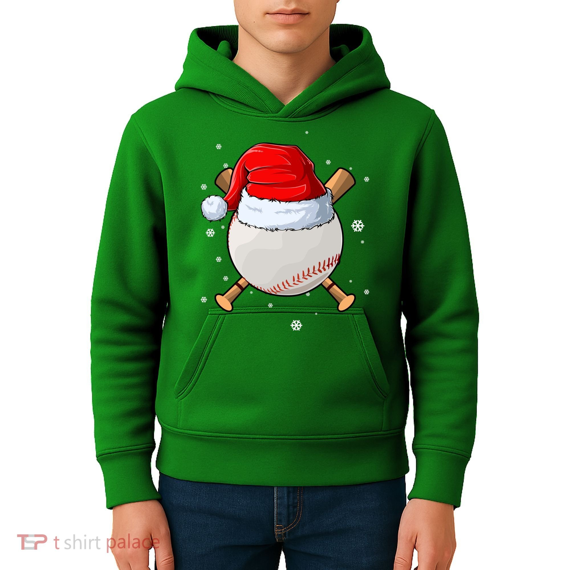 Baseball Lover Santa Christmas Holiday Kids Hoodie