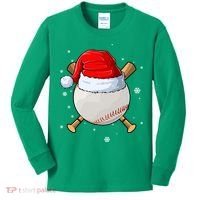 Baseball Lover Santa Christmas Holiday Kids Long Sleeve Shirt thumb 0