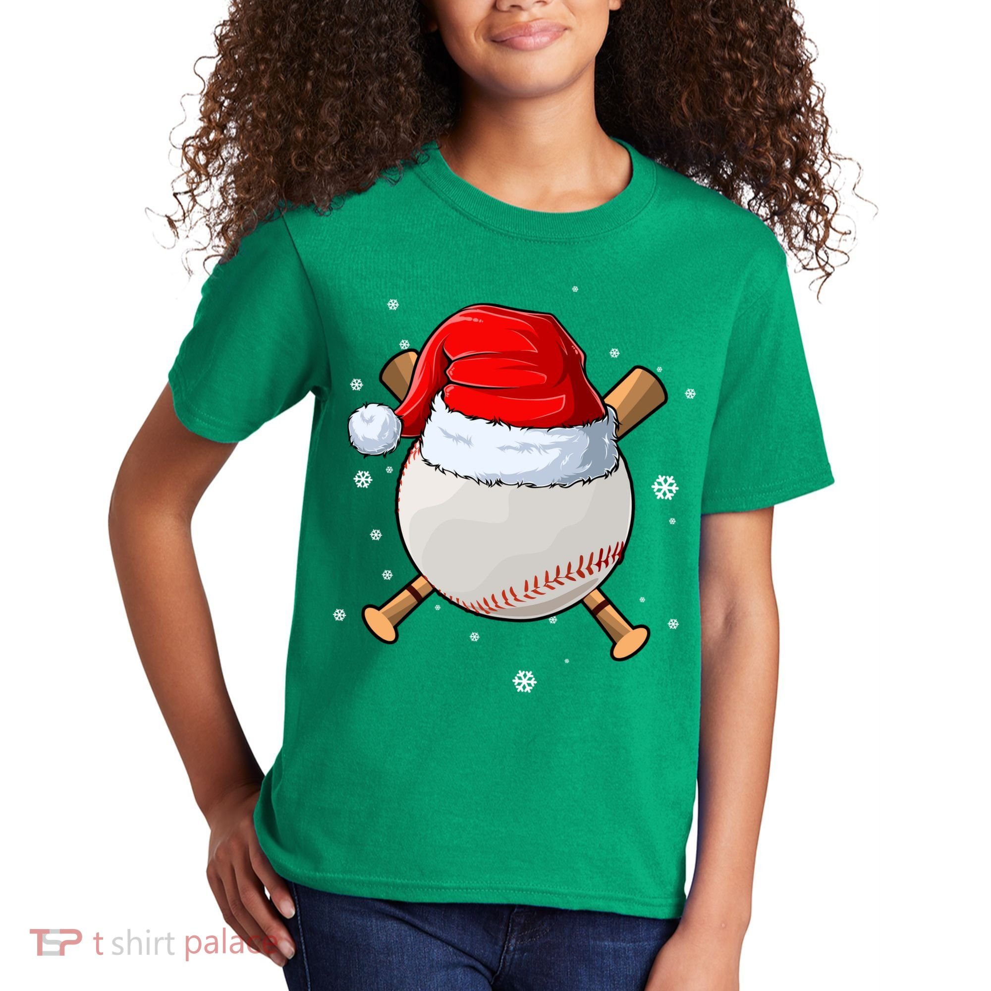 Baseball Lover Santa Christmas Holiday Kids T-Shirt