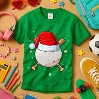 Baseball Lover Santa Christmas Holiday Kids T-Shirt thumb 3
