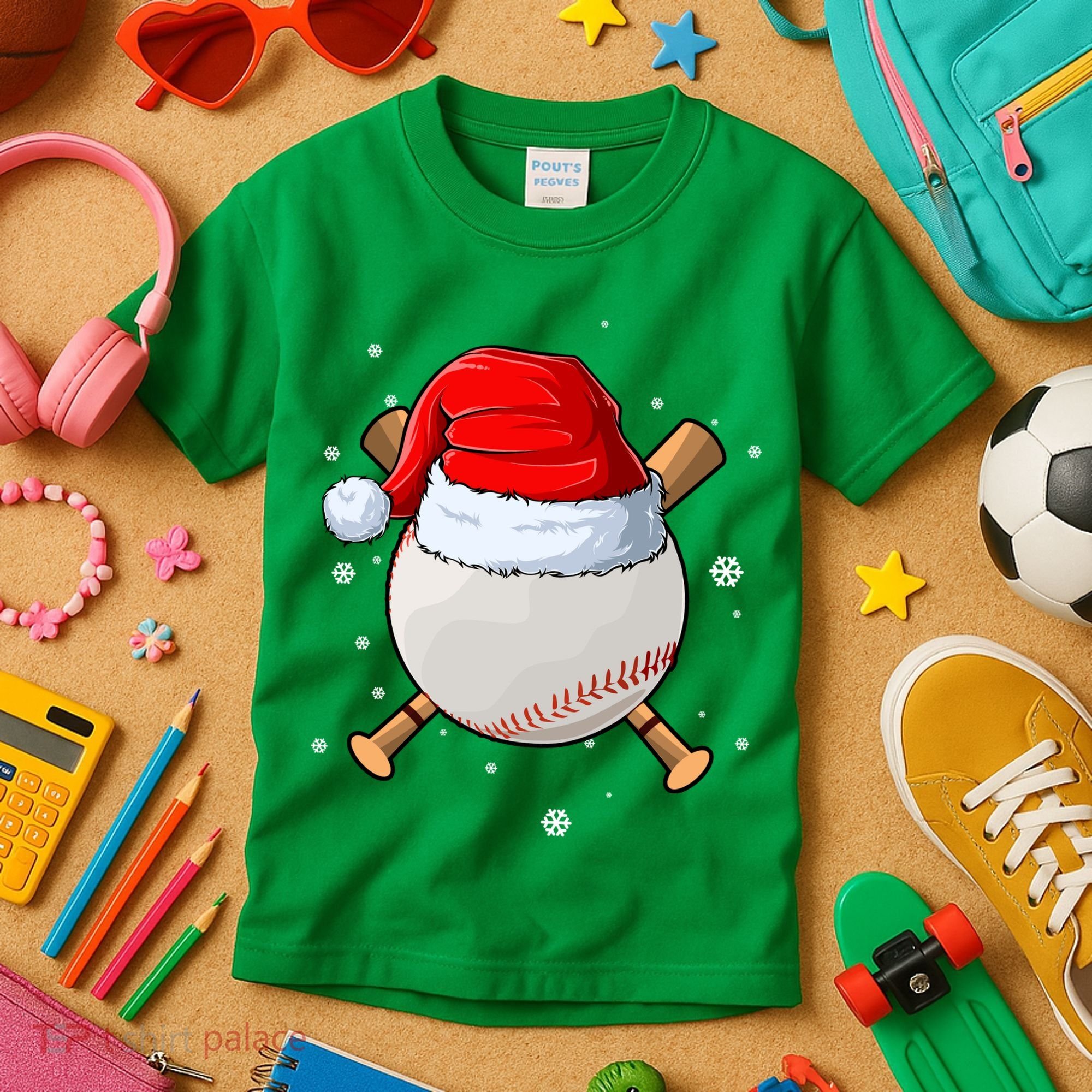 Baseball Lover Santa Christmas Holiday Kids T-Shirt