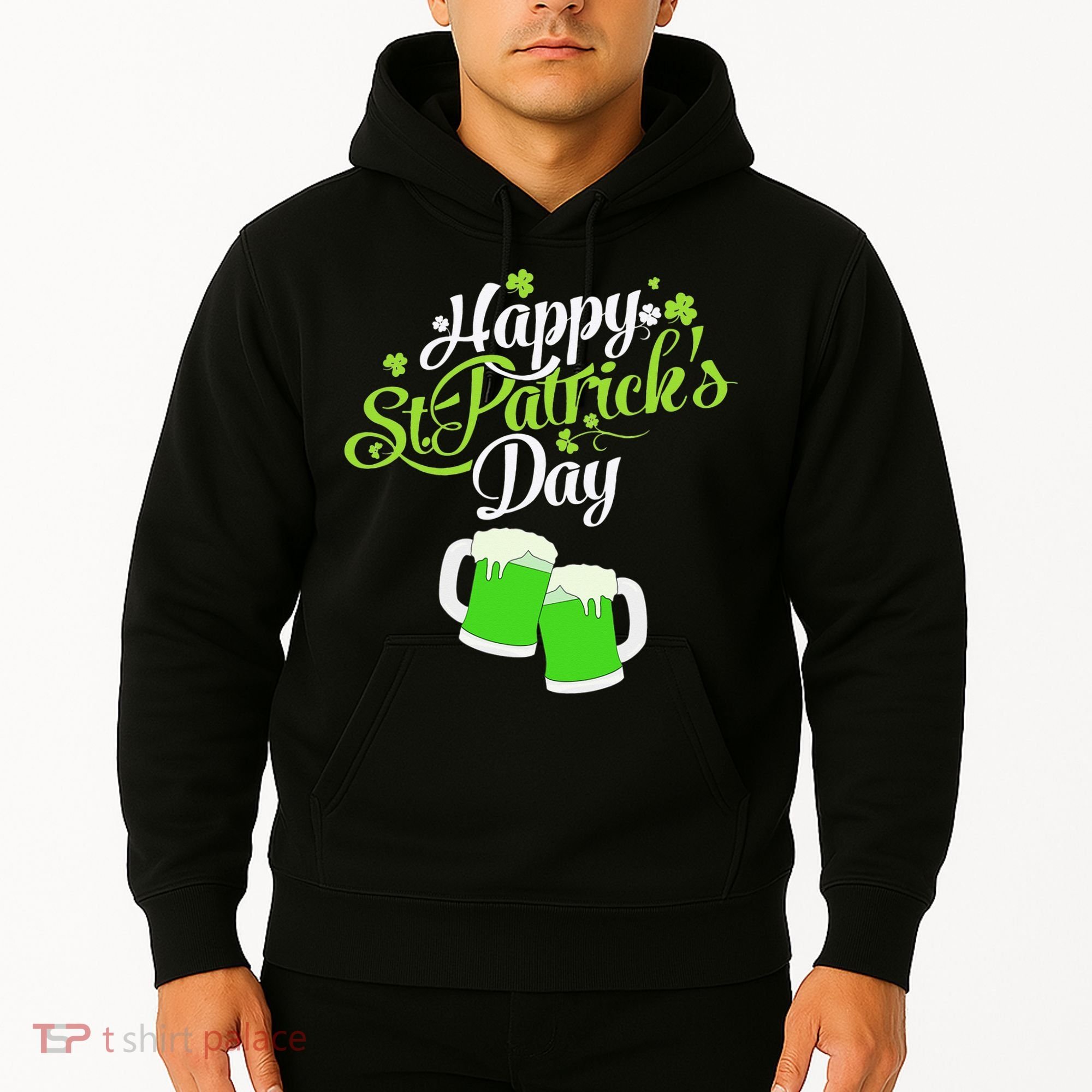 Beer Lucky Shamrock Happy St Patricks Day Green Hoodie