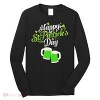 Beer Lucky Shamrock Happy St Patricks Day Green Long Sleeve Shirt thumb 0