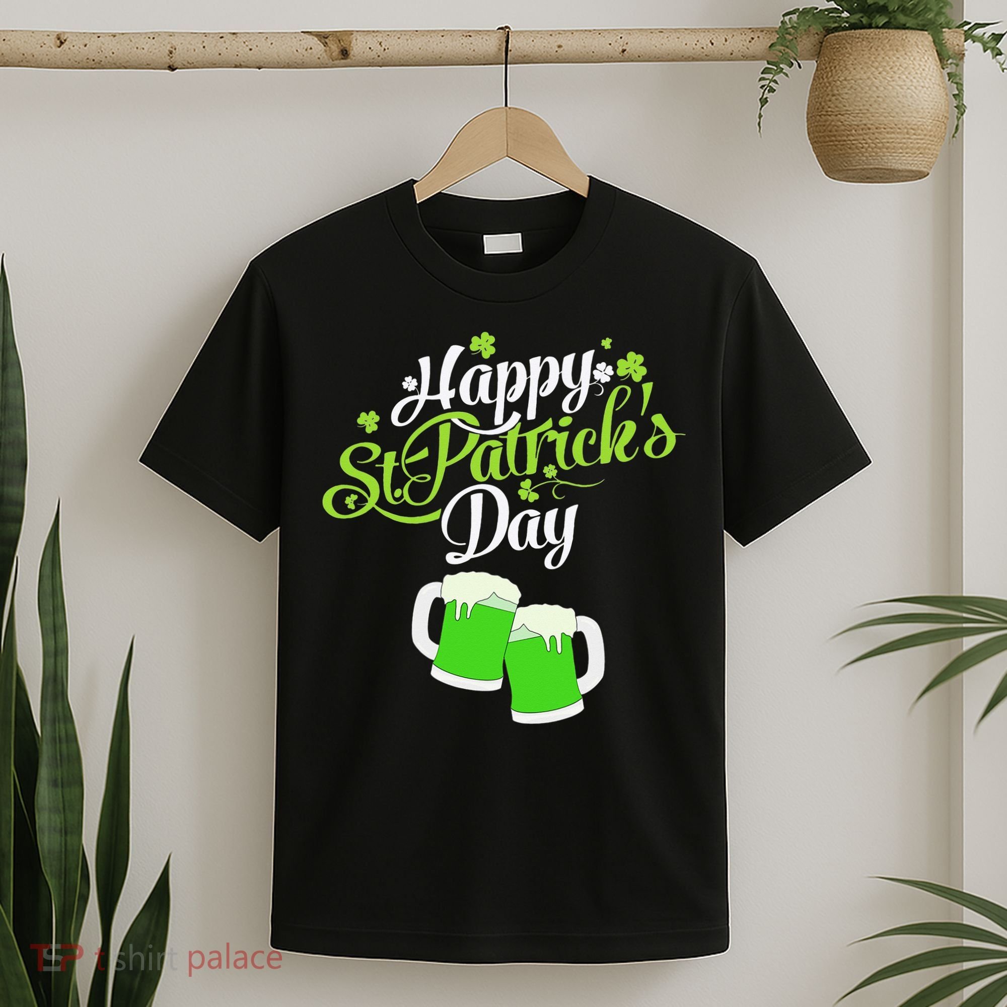 Beer Lucky Shamrock Happy St Patricks Day Green T-Shirt