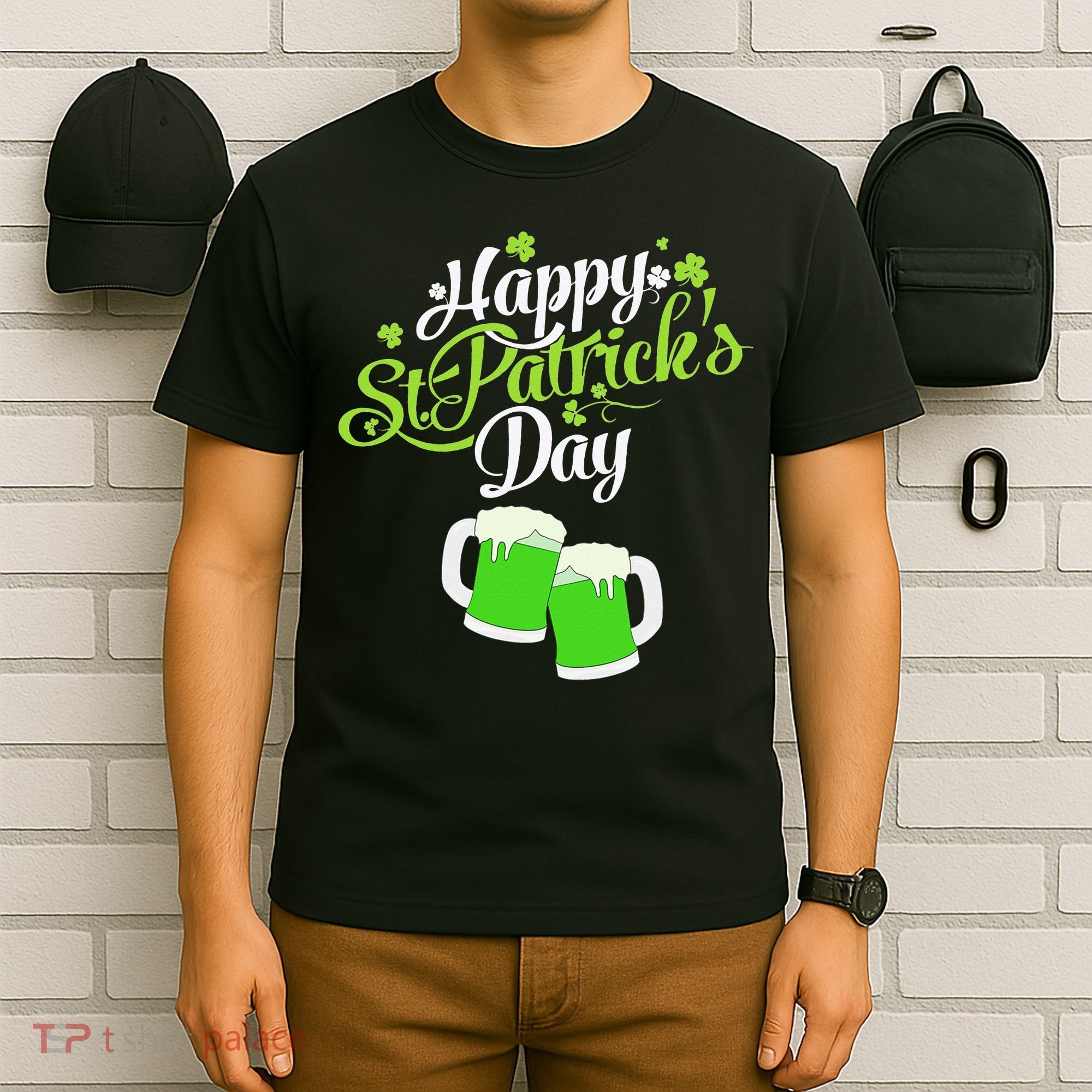 Beer Lucky Shamrock Happy St Patricks Day Green T-Shirt
