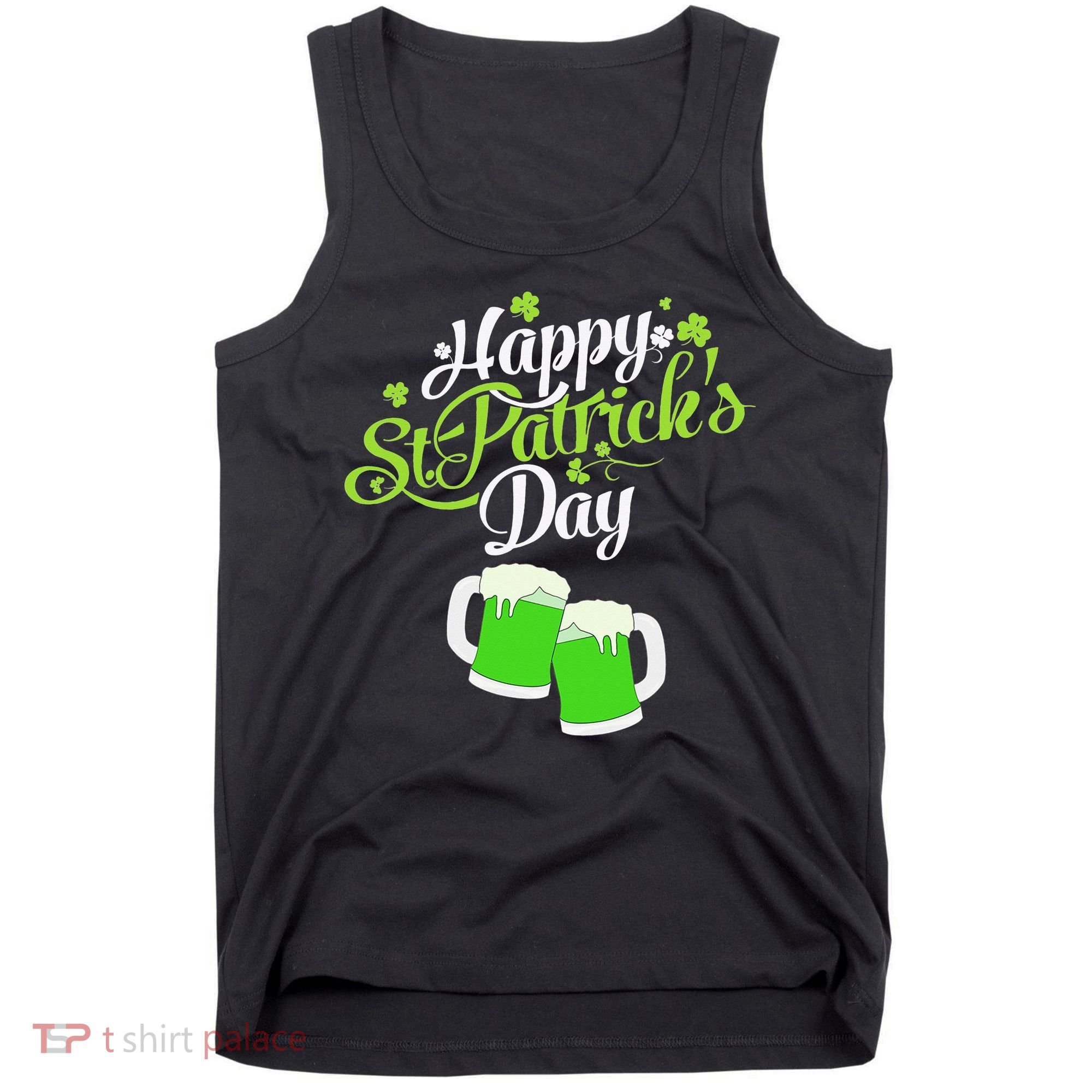 Beer Lucky Shamrock Happy St Patricks Day Green Tank Top