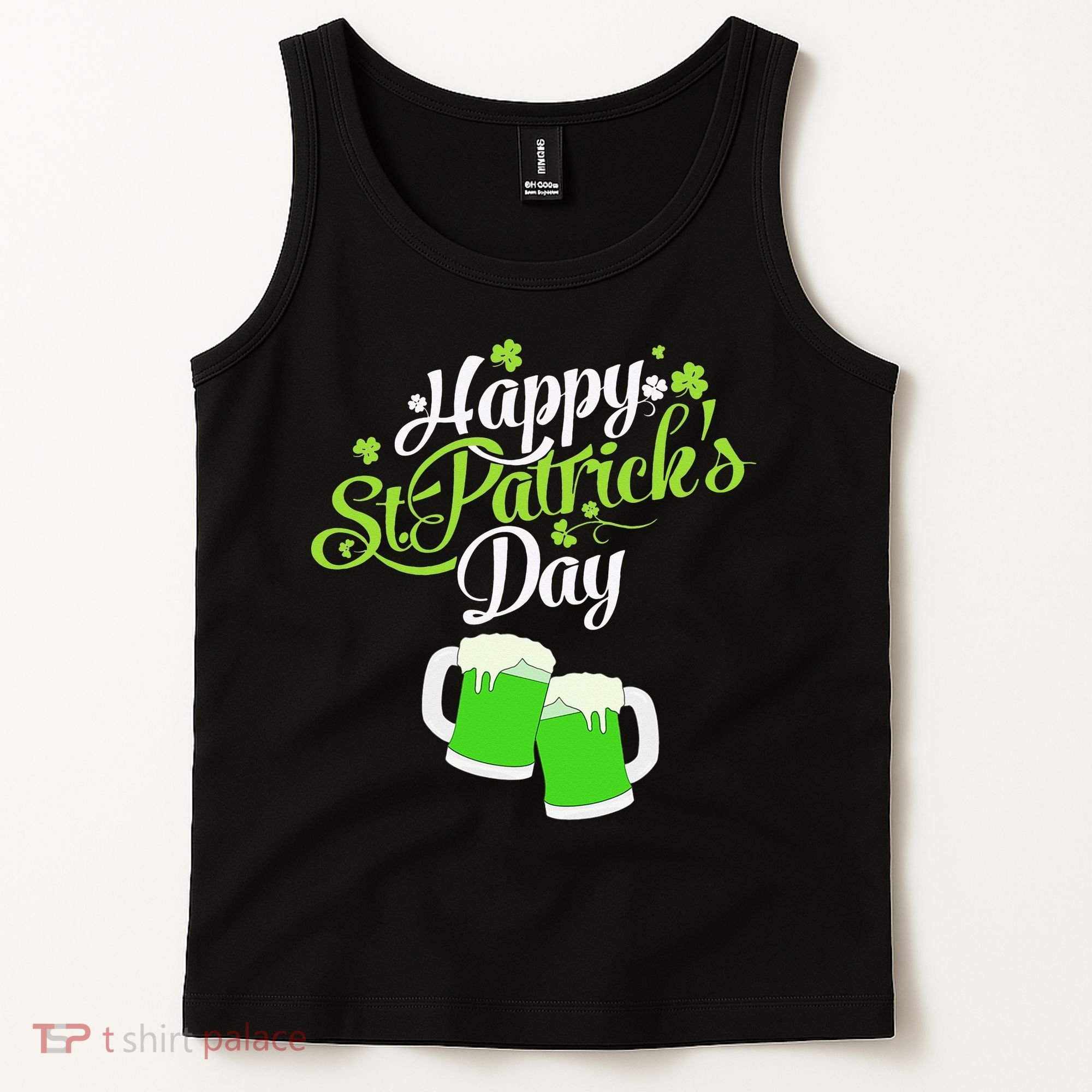 Beer Lucky Shamrock Happy St Patricks Day Green Tank Top