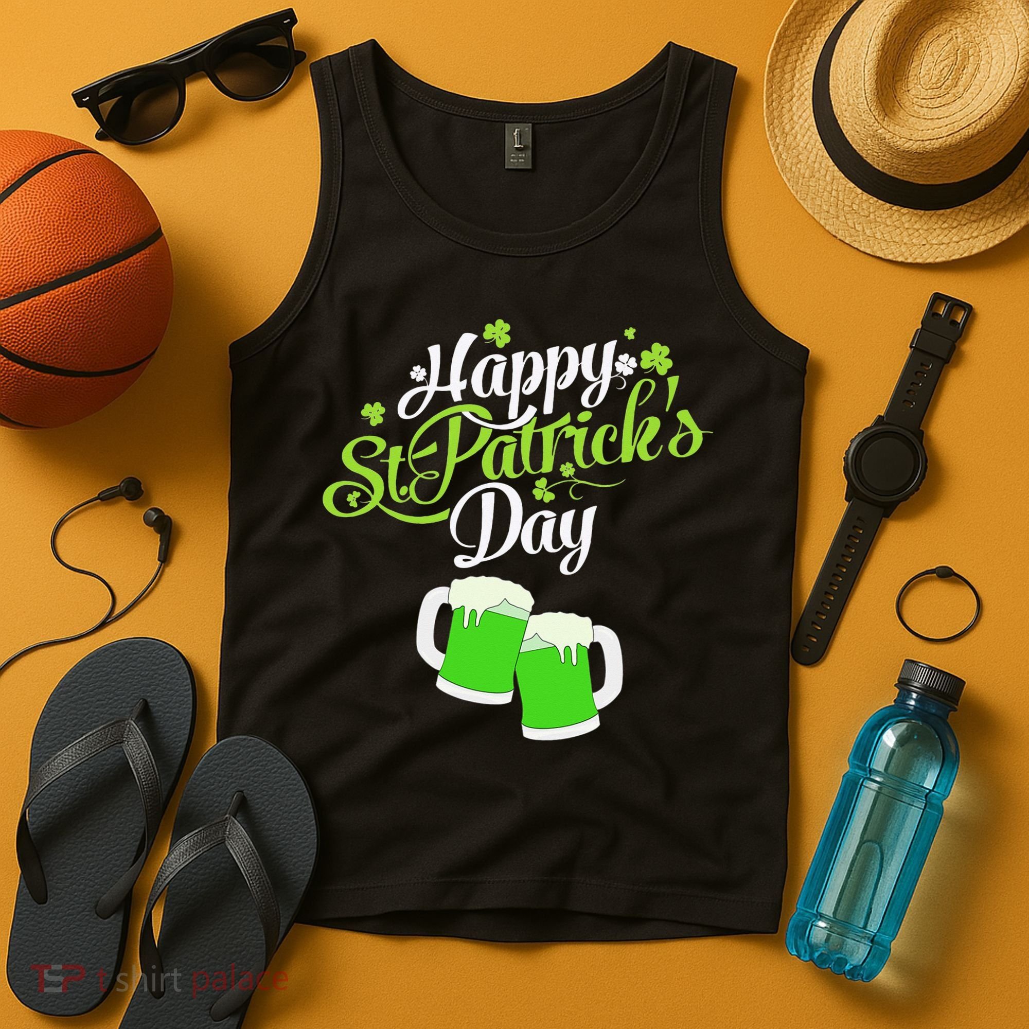 Beer Lucky Shamrock Happy St Patricks Day Green Tank Top
