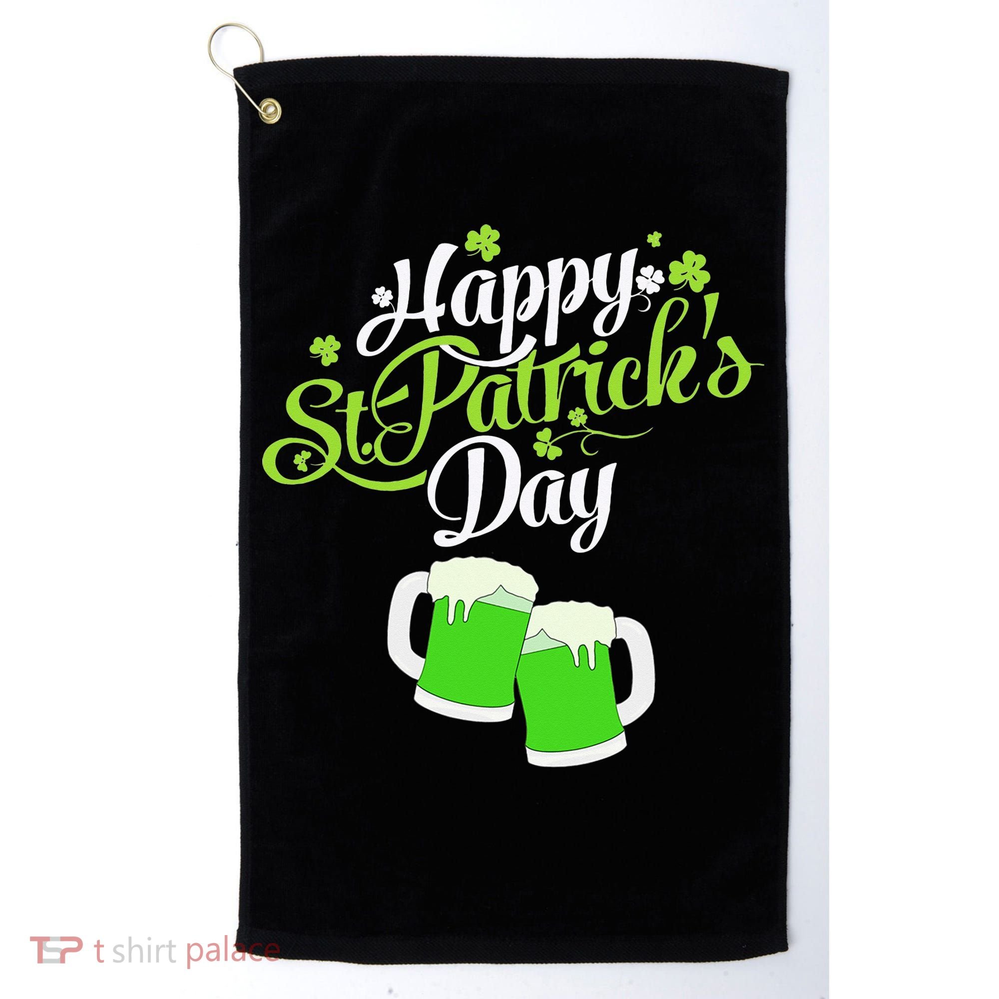 Beer Lucky Shamrock Happy St Patricks Day Green Golf Towel