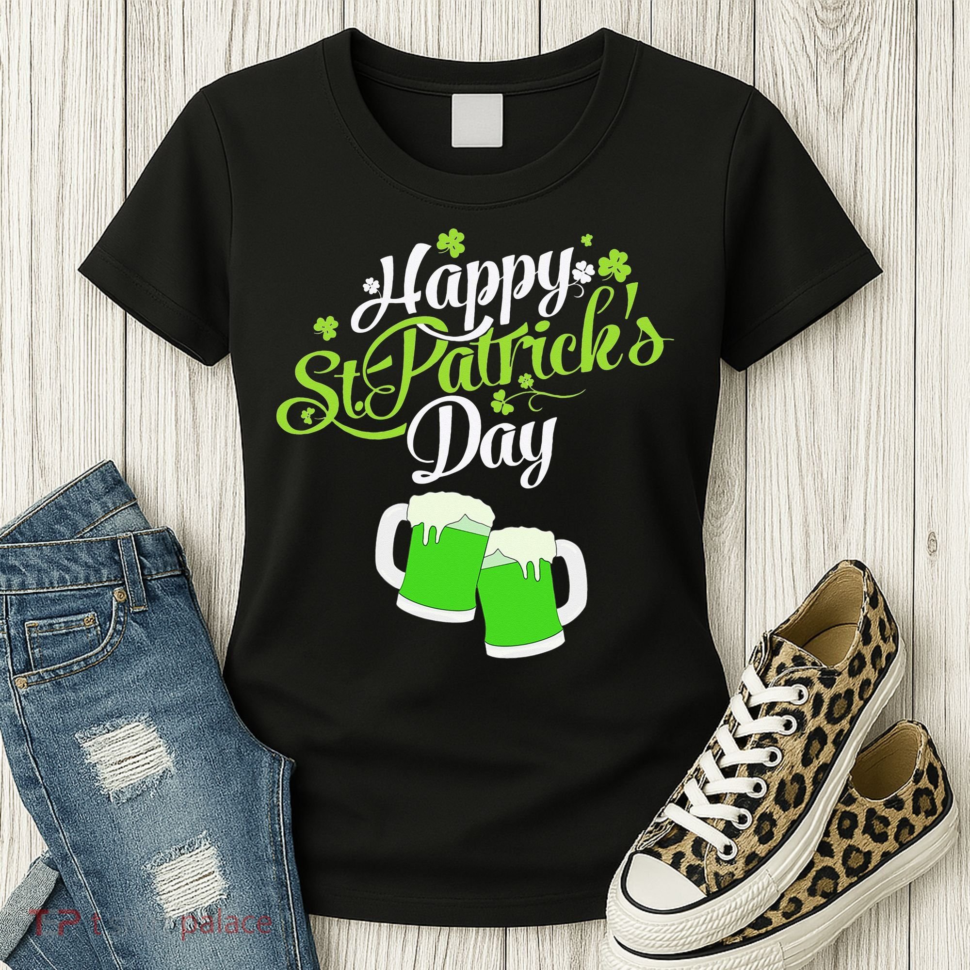 Beer Lucky Shamrock Happy St Patricks Day Green Women's T-Shirt