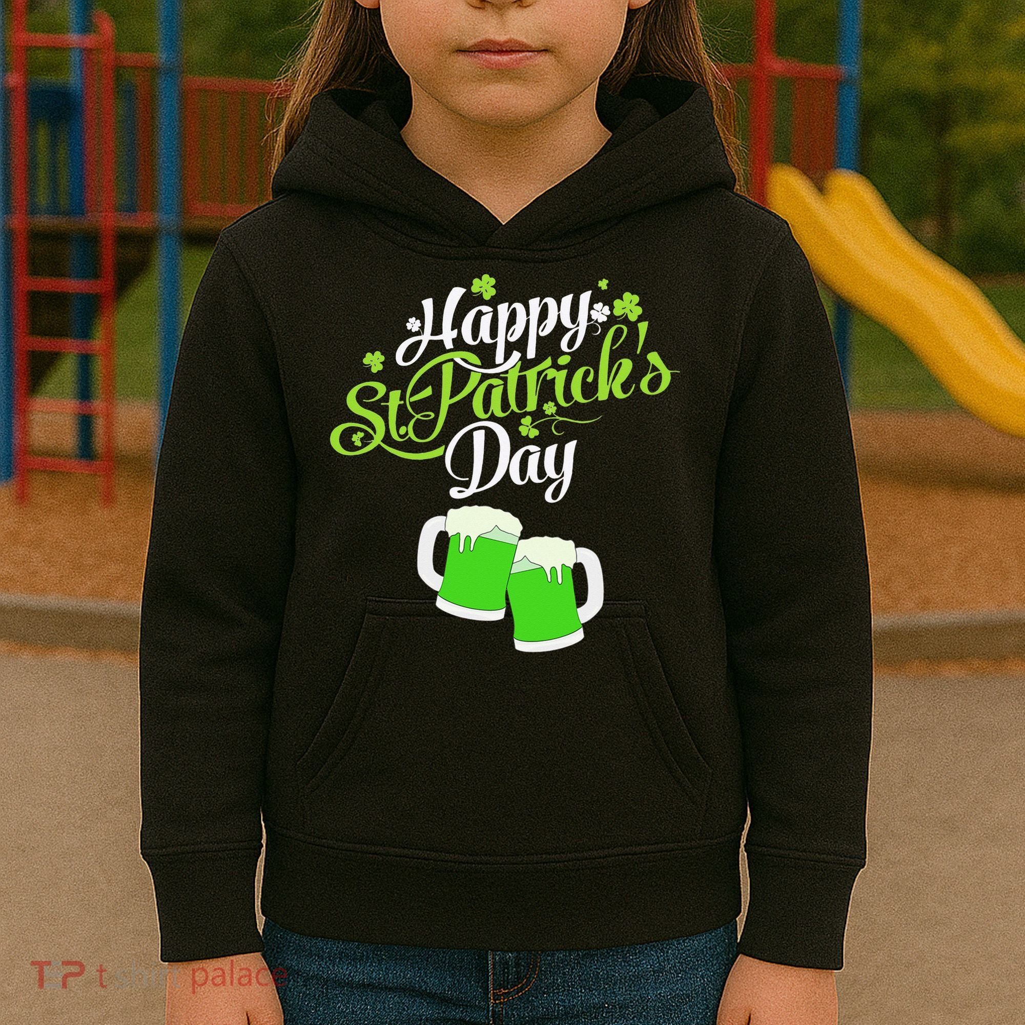Beer Lucky Shamrock Happy St Patricks Day Green Kids Hoodie
