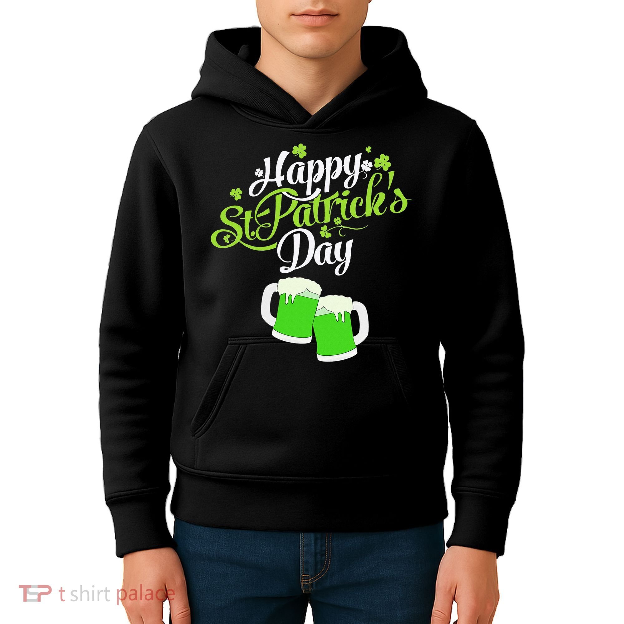 Beer Lucky Shamrock Happy St Patricks Day Green Kids Hoodie
