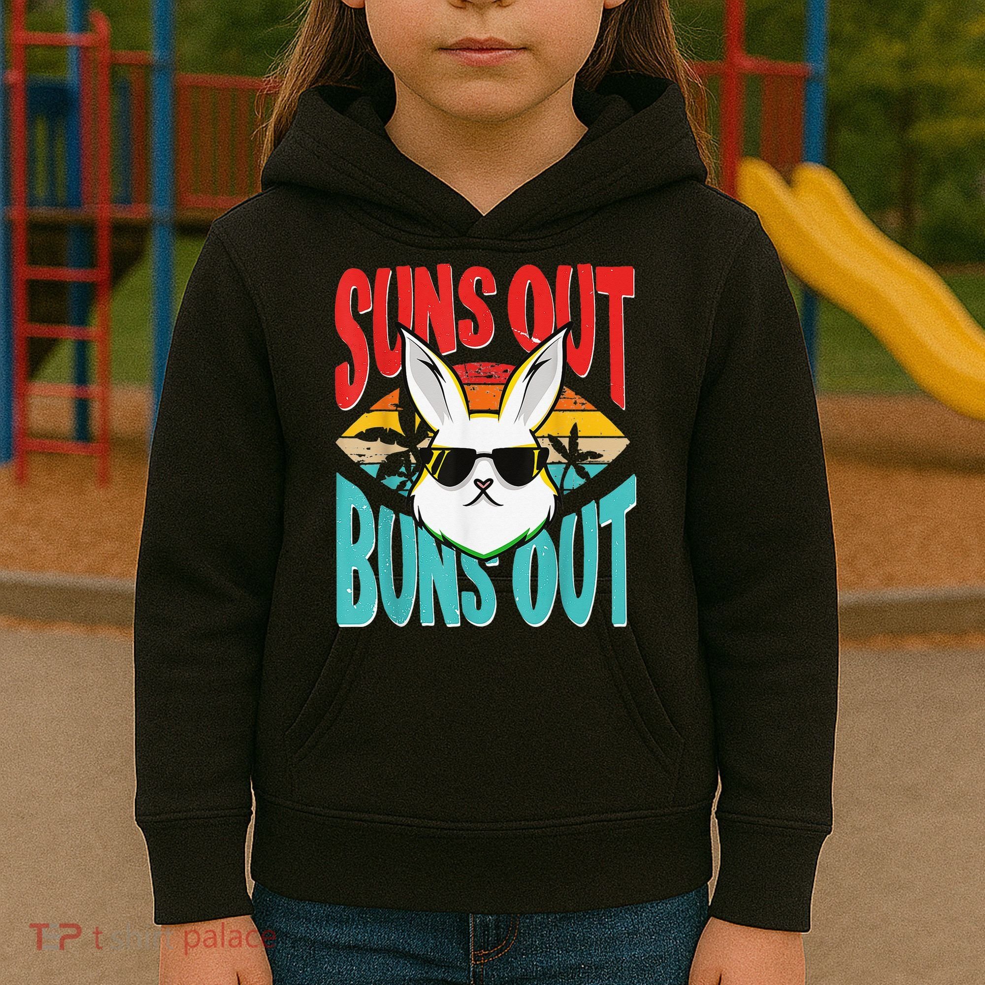 Bunny Lover Suns Out Buns Out Kids Hoodie