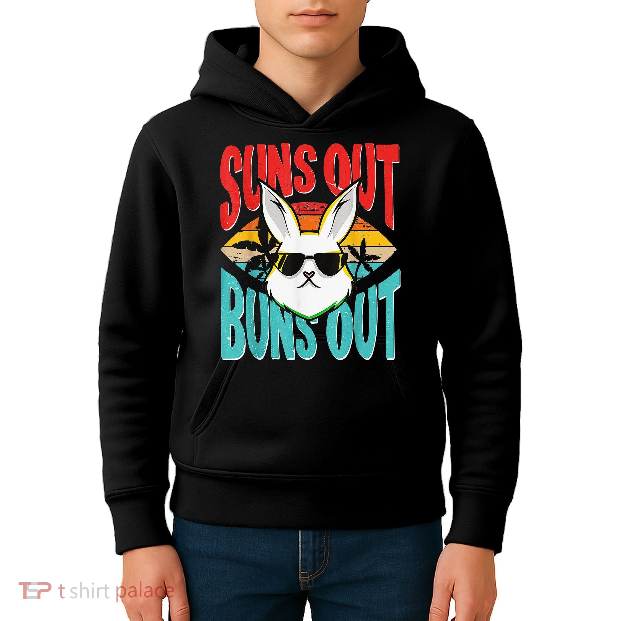 Bunny Lover Suns Out Buns Out Kids Hoodie