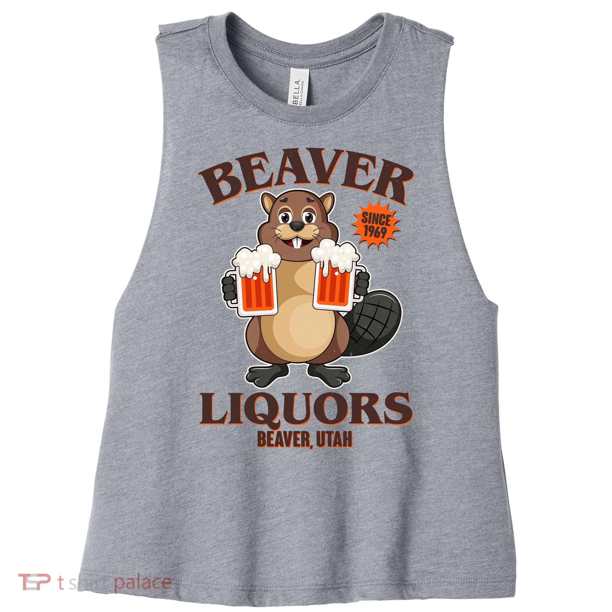 Beaver Liquors Since 1969 Beaver Utah Women's Racerback Cropped Tank