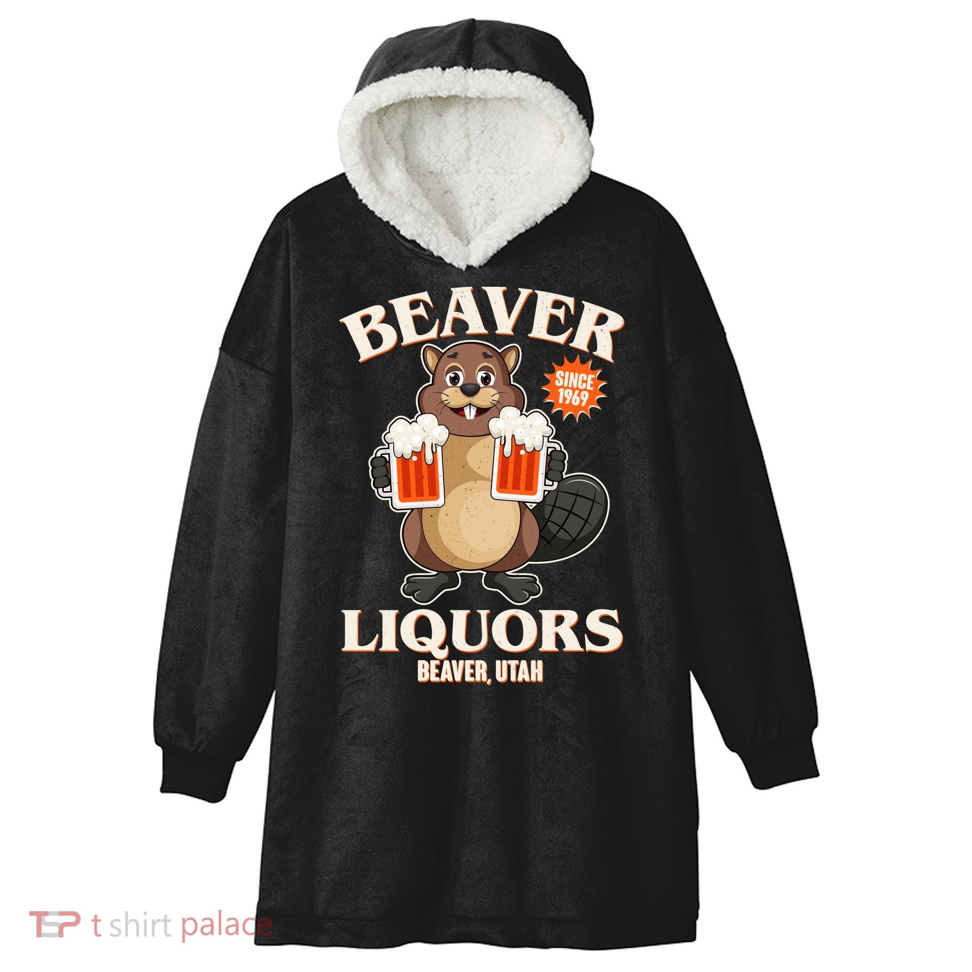 Beaver Liquors Since 1969 Beaver Utah Hooded Wearable Blanket