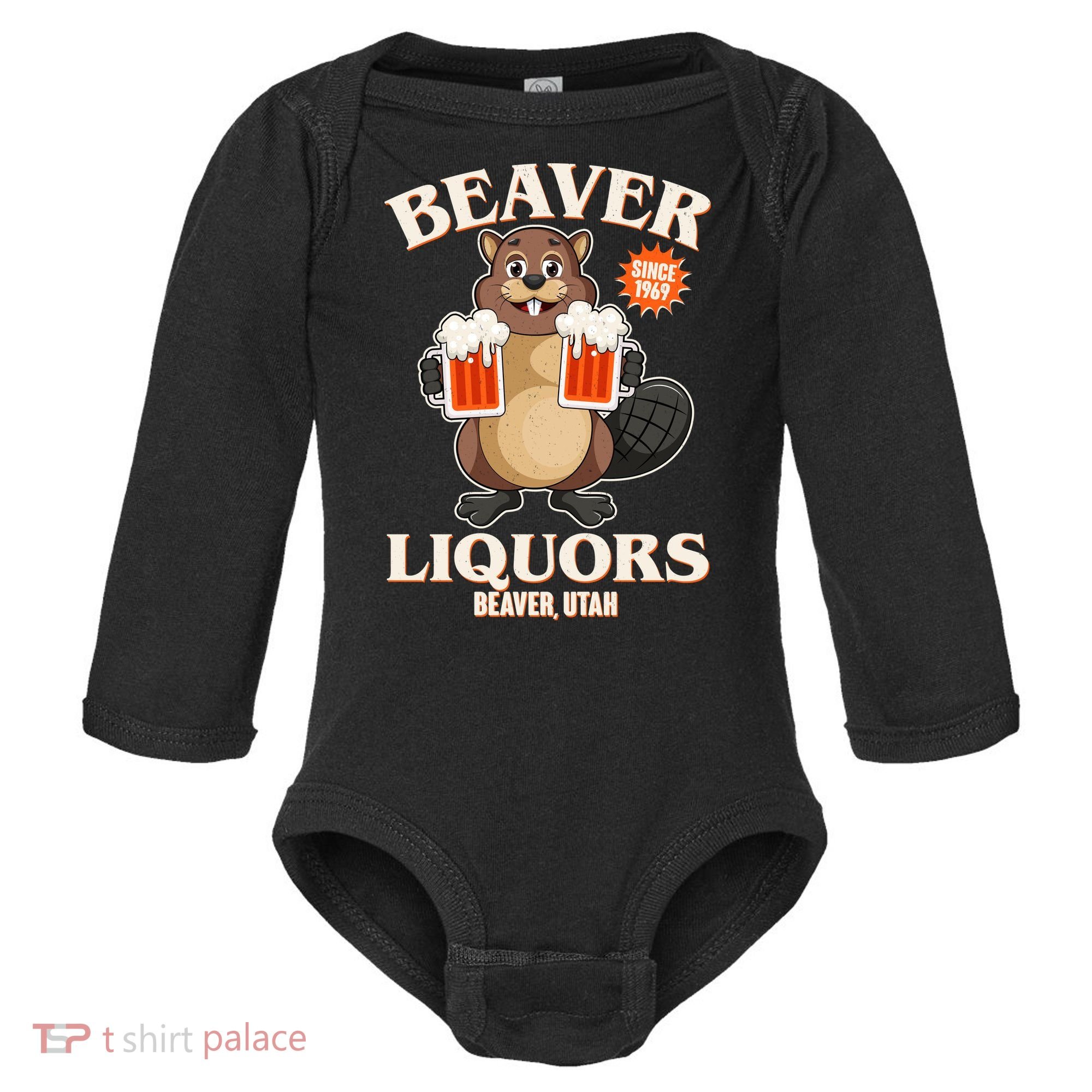 Beaver Liquors Since 1969 Beaver Utah Baby Long Sleeve Bodysuit