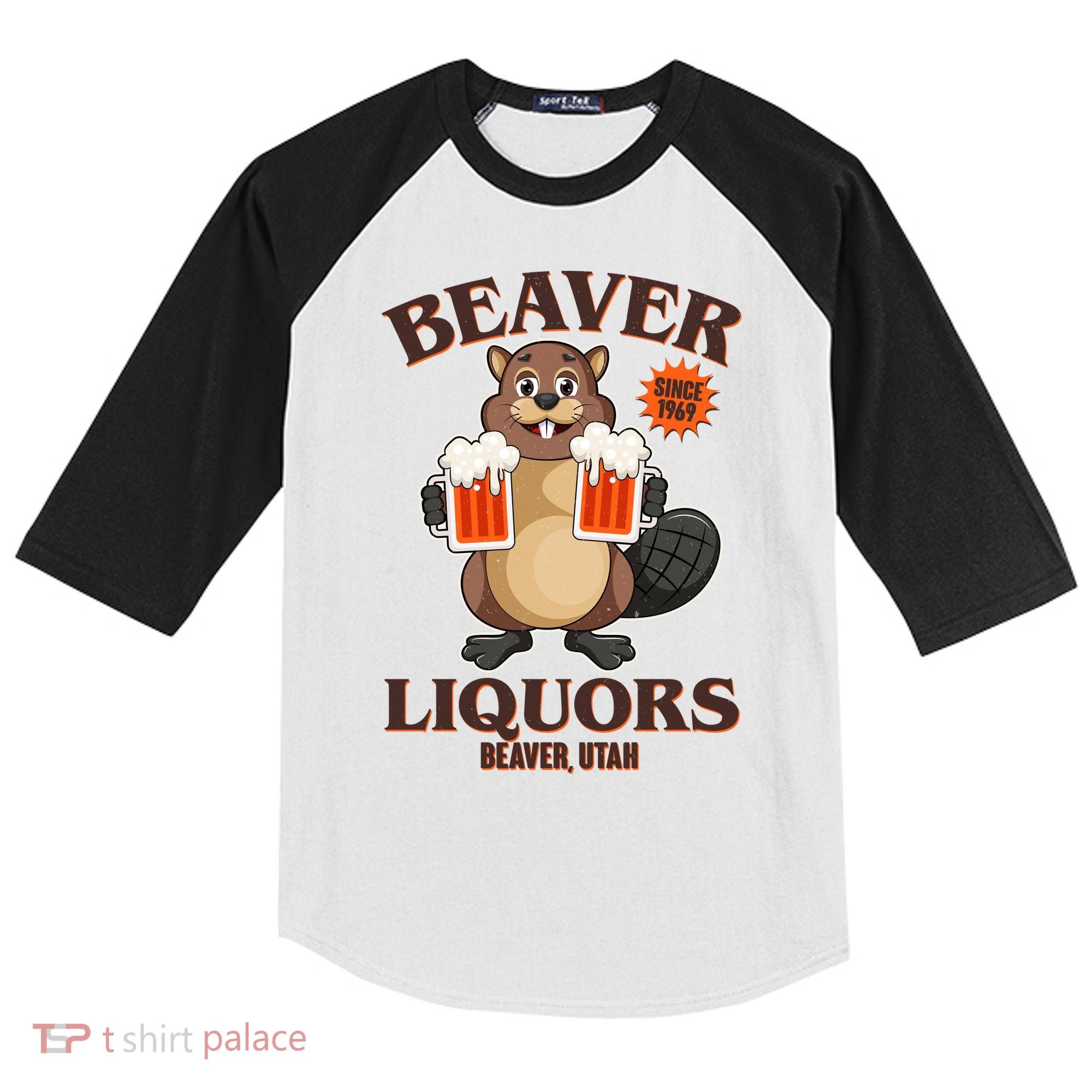 Beaver Liquors Since 1969 Beaver Utah Kids Colorblock Raglan Jersey