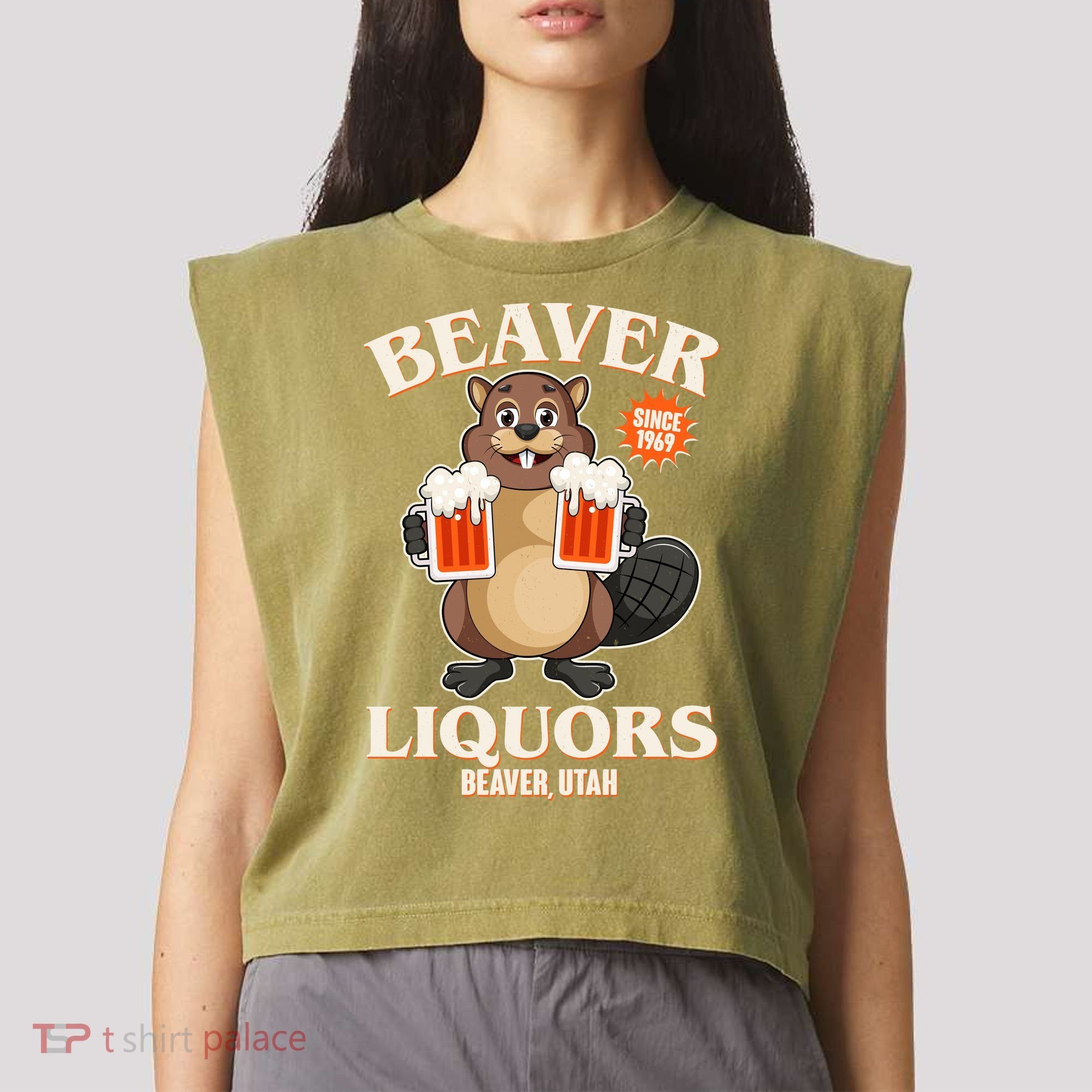 Beaver Liquors Since 1969 Beaver Utah Garment-Dyed Women's Muscle Tee