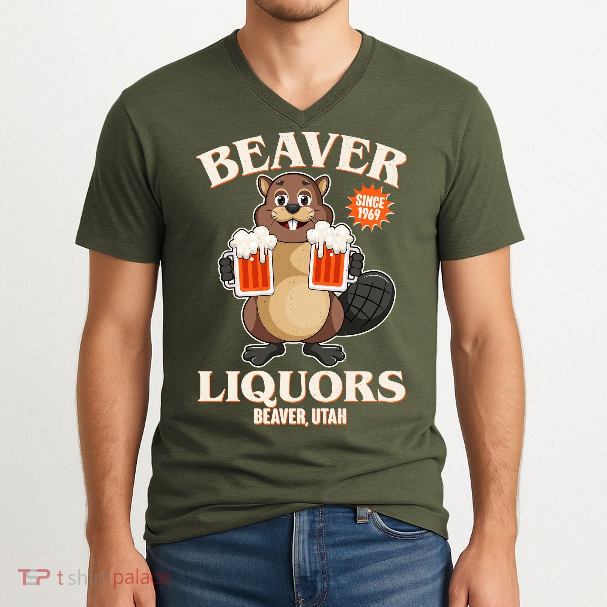Beaver Liquors Since 1969 Beaver Utah V-Neck T-Shirt