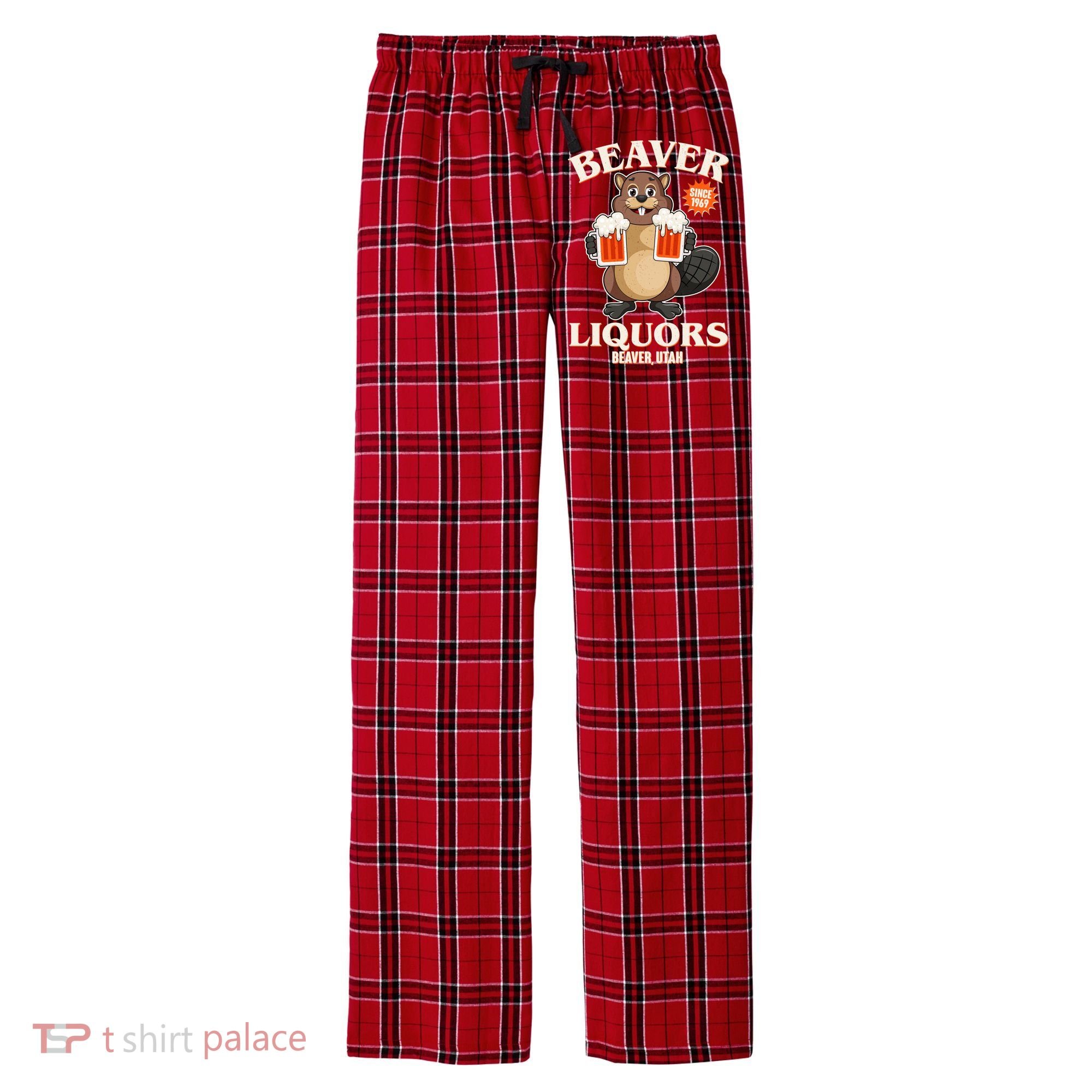 Beaver Liquors Since 1969 Beaver Utah Men's Flannel Plaid Pajama Pants