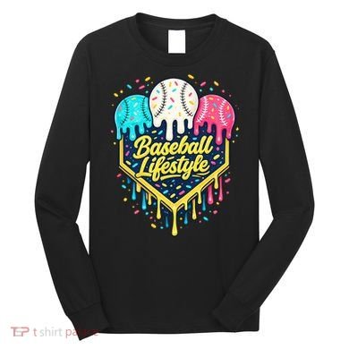 Baseball Life Style Ice Cream Drip Long Sleeve Shirt
