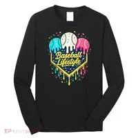 Baseball Life Style Ice Cream Drip Long Sleeve Shirt thumb 0