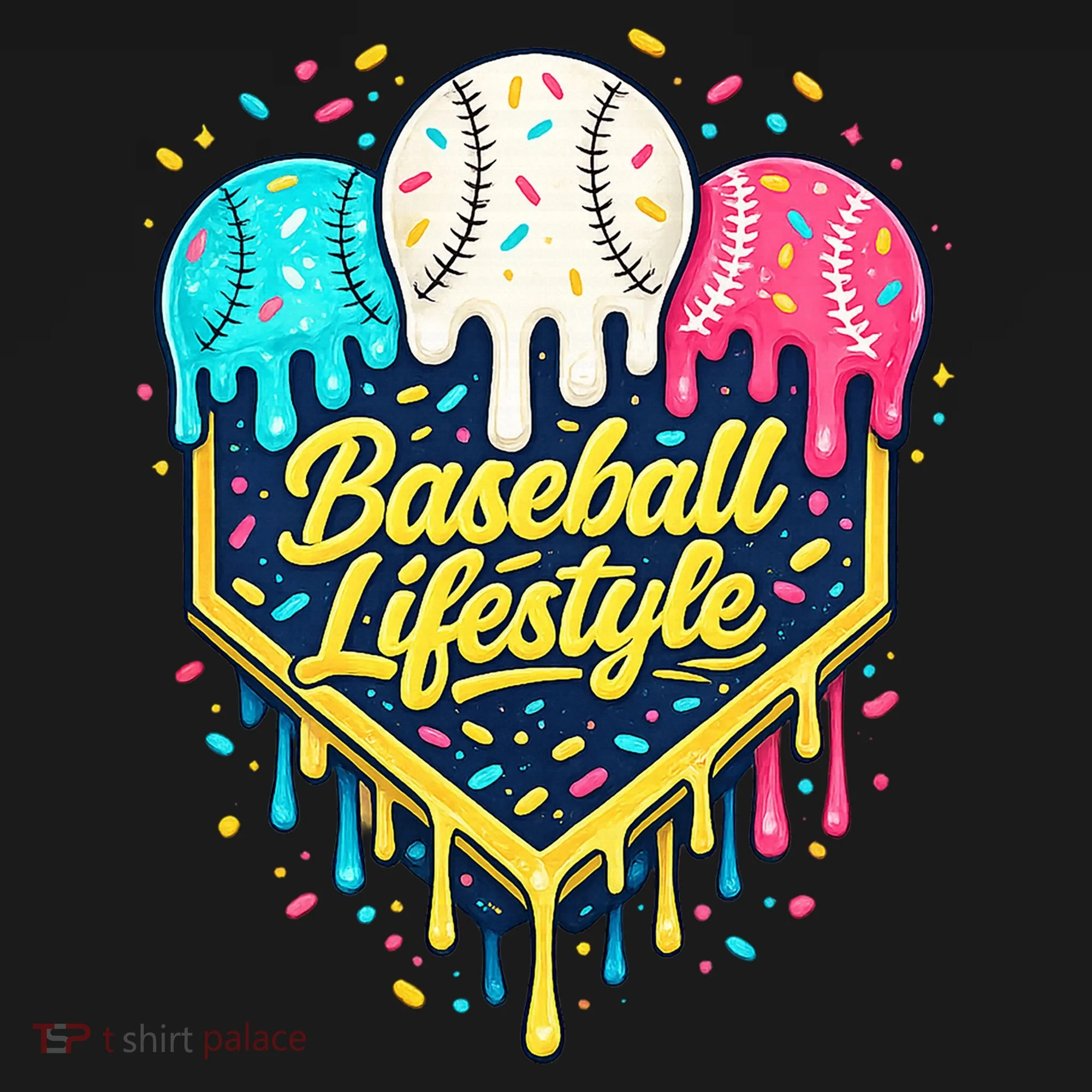 Baseball Life Style Ice Cream Drip Long Sleeve Shirt