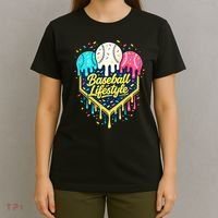 Baseball Life Style Ice Cream Drip T-Shirt thumb 4