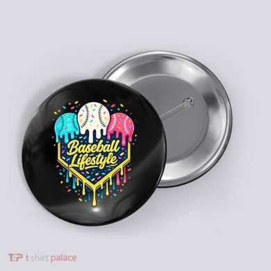 Baseball Life Style Ice Cream Drip Button