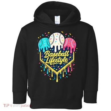 Baseball Life Style Ice Cream Drip Toddler Hoodie