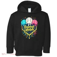 Baseball Life Style Ice Cream Drip Toddler Hoodie thumb 0