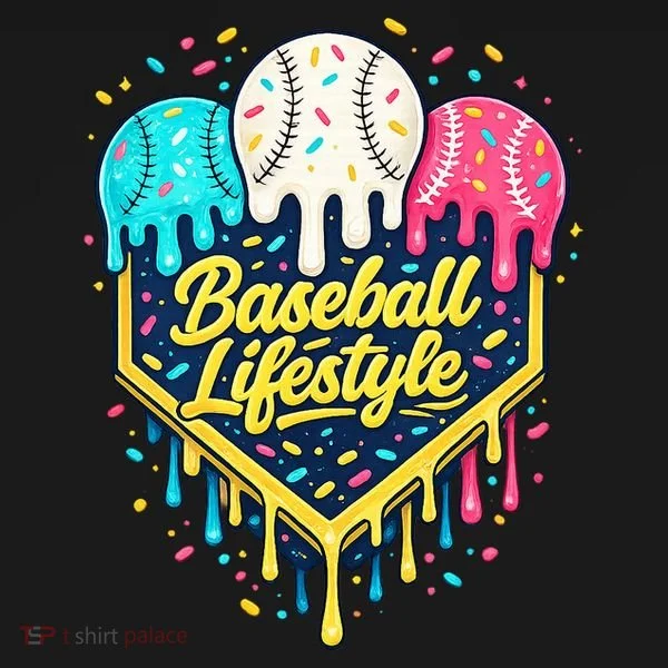 Baseball Life Style Ice Cream Drip Toddler Hoodie