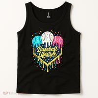 Baseball Life Style Ice Cream Drip Tank Top thumb 2