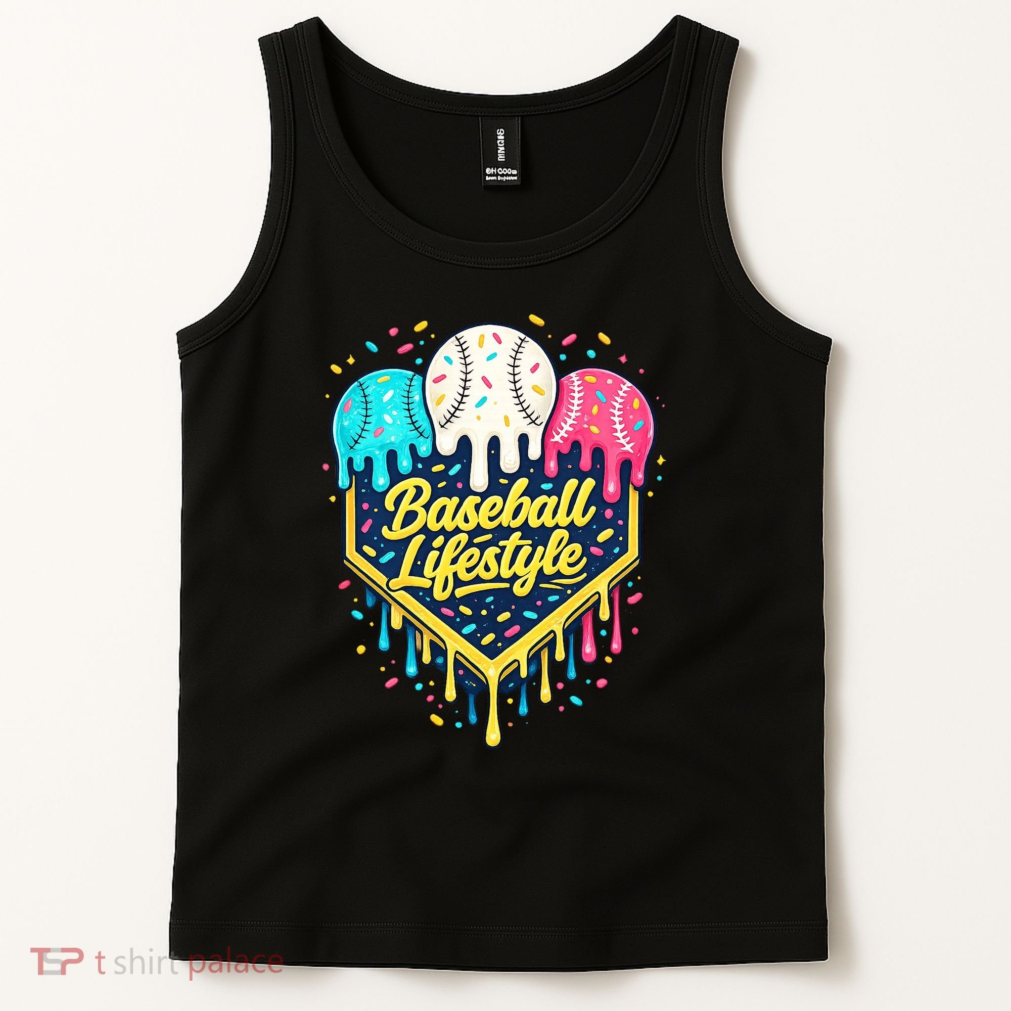 Baseball Life Style Ice Cream Drip Tank Top