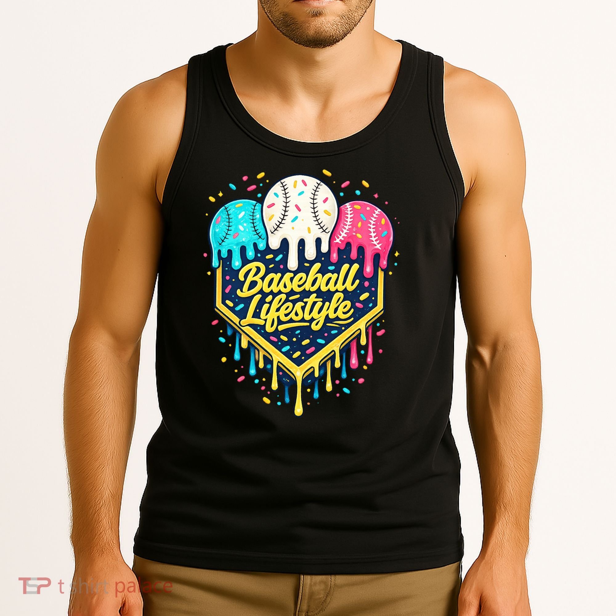 Baseball Life Style Ice Cream Drip Tank Top