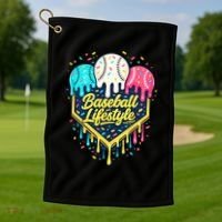 Baseball Life Style Ice Cream Drip Golf Towel thumb 1